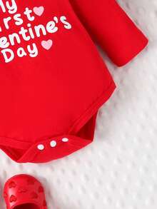 2pcs Baby Girls Cute Red Long Sleeve Bodysuit + Mesh Skirt Set, Spring/Autumn Holiday - Red - View 6