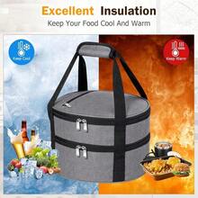 ‌1 Pc Insulated Casserole Carrier Bag Grey Elegant Leakproof Food Container For 12.5 Inch Baking Dishes Pies Hot Cold Meals Multi-Use Portable With Handles For Women Men Gifts Picnic Party Office Potluck Travel Family Gathering‌ - 灰色的 - 查看 4