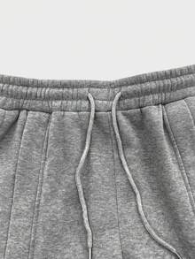 Quần nỉ nam dáng rộng đơn giản màu xám, quần ống rộng chắp vá, thích hợp mặc khi chơi thể thao, hoạt động ngoài trời, du lịch, đi làm - Xám - Xem 3