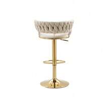 Lot de 2 Tabourets de Bar Rotatifs 360° en Velours - Dossier Confortable et Hauteur Réglable d'une Main - Design Ergonomique pour Îlot de Cuisine et Salon (Couleur Vert) - Ivoire + Velours + Mousse - Voir 8