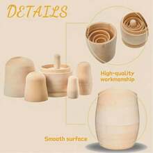 Five-Piece DIY Hand-Painted Matryoshka Dolls - Suitable For Painting Creation. The Smooth-Polished Blank Dolls Can Be Used In Art Classes And Creative Handicraft Projects - Multicolor - View 7