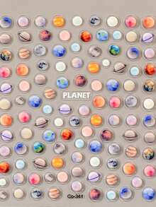 1 片宇宙行星美甲贴纸 5D 果冻胶贴 DIY 指甲油美甲贴纸