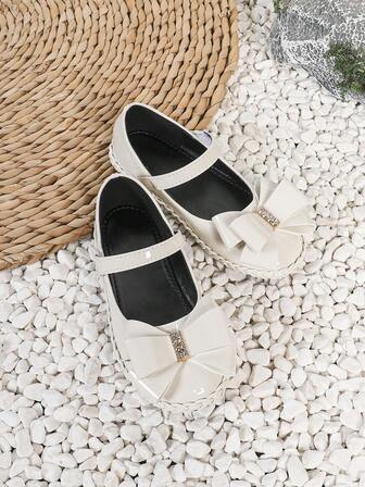 1 Pair Girls' Sweet Floral Hook And Loop Mary Jane Flat Shoes, Suitable For All Seasons