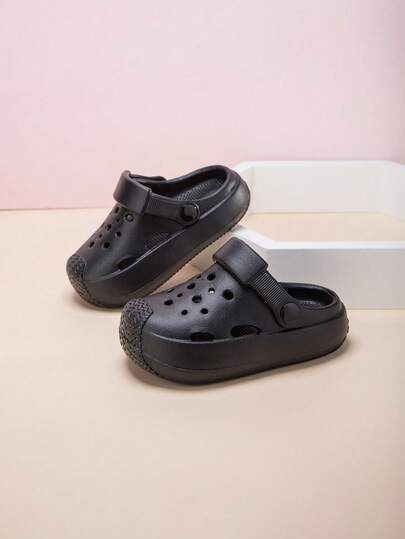 1 par de sandalias casuales y transpirables con suela blanda y hueca, zuecos versátiles para exteriores unisex adecuados para niños y niñas