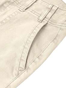 Women's Wide Leg Cargo Pants Mid Waist Straight Leg Business Casual Work Dress Pants - 紫色 - 查看 8