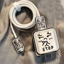 Funny Cartoon Character Charging Cable Protector Case, Compatible With Apple 18-20W Charger, Prevent Cable Breakage