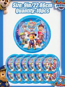 Party Decor Paw Patrol Cartoon Blue Theme Party Tableware Set (Paper Cups/Plates/Cake Dishes/Dessert Plates) - Party Supplies Disposable Party Decorations For Christmas/Birthday Celebration - Multicolor - View 8