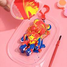 DIY 流体熊钥匙扣涂鸦套装 - 空白白色熊雕像模具、迷你颜料、创意艺术工艺套装，适合儿童 | 非常适合家居装饰、派对礼物、课堂项目、学前手工和成人节日礼物，房间装饰摆件，家居微缩物品