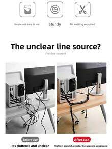 1pc Charging Cable Organizer, Cable Tie Pack, Hook-And-Loop Cable Ties, Data Cable Storage, Self-Clamping Double-Sided Winder Hook-And-Loop Straps, Suitable For Earphones/USB Cables, Computer Cable Ties, Desktop Cable Back Organizer, Cable And Wire Management For Home And Office Organization, Christmas Holiday Gift Giving - Multicolor - View 8