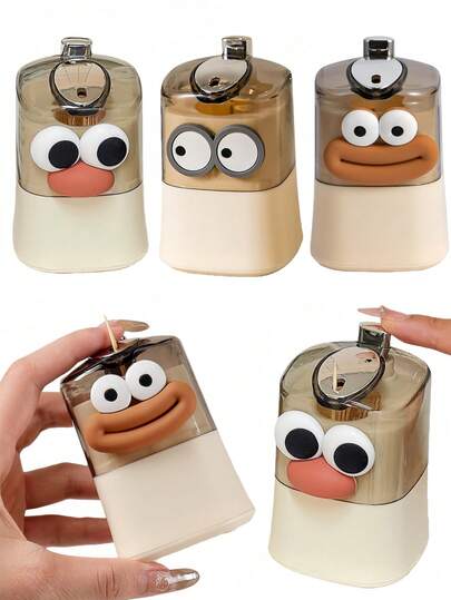 1pc Creative Toothpick Box Automatically Pops Up For Home Use With A Big Mouth, Sausage Mouth, Personalized Commercial Cream Style, New Portable Cartoon Toothpick Tube Storage