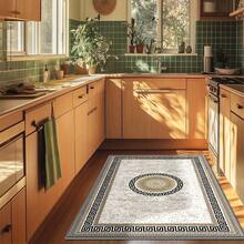 1pc Vintage Luxurious Geometric Pattern Carpet. Velvet Fabric, Approx. 850g, 0.6cm Thick. Wear-Resistant, Anti-Slip, Easy To Clean. Multiple Sizes Available. Suitable For Kitchen, Living Room, Dining Room, Bedroom, Balcony, Bathroom, Study, And More. An Ideal Choice For Home Decor. - Multicolor - View 8