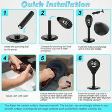 1个黑色拳击速度球套装，含气泵，可调节高度PU皮革反应球，防滑吸盘底座，耐磨减压拳击球，可调节支架，适用于家庭健身房、办公室、成人健身反应训练 - 彩色 - 查看 7