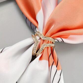 1 stuk elegante V-vormige sjaalring in roségoud, multifunctioneel sieraadaccessoire, ingelegd met glanzende kristallen, kledingdecoratie