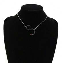 MOMOL Sideways Initial Necklace 18K Gold Plated Stainless Steel Large Big Letters Pendant Necklace Script Name Monogram Necklaces For Women,S - s - 查看 7