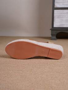 新款时尚女士休闲度假编织坡跟凉鞋 - 駝色 - 查看 12