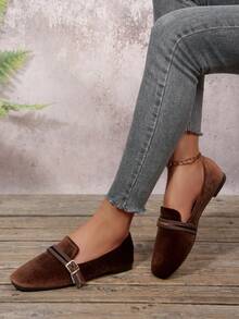 French Retro Square Toe High Vamp Mary Jane Shoes, Women's Comfortable Fashion Casual Shoes, Spring/Autumn New Arrival - Coffee Brown - View 12