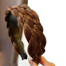 Headband 5 Strands Synthetic Hair Plaited Headband Braid Braided With Teeth Hair Band Beauty Accessory Stretch Braid Headbands Hairpiece For Women (Brown-Style 2),Brown-Style2 - 棕色風格2 - 查看 3