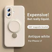 Liquid Silicone Magnetic Adsorption Protective Case With Stand Compatible With IPhone 17/16 Pro Max/15 Pro/14 Pro Max/13 Pro, Slim Shockproof Cover Compatible With IPhone 16/15 Pro/13 Pro, Compatible With IPhone 17/16 Pro Max/15 Pro/14 Pro Max/13 Pro - Khaki - View 10