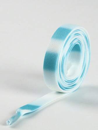 1 Pair Blue & White 12MM Flat Double-Layer Thick & Wide Woven Shoelaces, Suitable For Sports Shoes, Casual Shoes, Sneakers