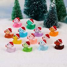 Glow-In-The-Dark Colorful Ducklings, Glow-In-The-Dark Santa Hat Ducklings, Mini Christmas Outfit Ducklings, Christmas Decor Figurines, Glow-In-The-Dark Christmas Ducks, Desktop Ornaments, Christmas Micro Landscape Decorations - Multicolor - View 3