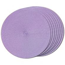 FunWheat Round Braided Placemats Set Of 8 Table Mats For Dining Tables Woven Washable Non-Slip Place Mats 15 Inch(Lavender Purple,8pcs),LilacPurple15inchessetof8 - Ungu Lilac15 inci set isi 8 - View 1