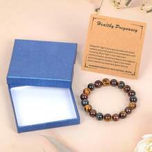 LPBeads Handmade Natural Gemstone Stretch Elastic Bracelet Healing Crystal Round Stone Beads Jewelry Gifts For Women Men,10mm,MulticolorTiger'sEye - 多色虎眼石 - 查看 3