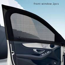 2pcs Juego de Cortinas de Pantalla de Nylon para Ventanas de Coche - Tejido Liso, Sin Forro, Tejido de Punto, Protección Solar Negra para Ventanas Delanteras y Traseras, Ideal para Camping y Comodidad - Negro - Ver 12