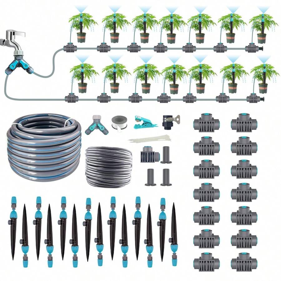 Drip Irrigation Kit, Garden Watering System With Quick Connectors,97FT Automatic Irrigation System With 12mm 6mm Irrigation Tubing Hose, Misting Watering System Outdoor Plants - nhỏ giọt và phun sương - Xem 1