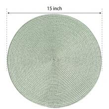 FunWheat Round Braided Placemats Set Of 6 Place Mats For Dining Tables Woven Washable Non-Slip Table Mats 15 Inch(Fog Green, 6pcs),FogGreen15inchessetof6 - FogGreen15inchessetof6 - View 3