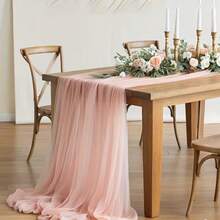 1pc 10m Pink Transparent Draping Fabric, Suitable For Romantic Wedding Venue, Wedding Arch Decor, DIY Wedding Aisle, Home Decor, Birthday Wedding Party Room Backdrop, Ceremony Background, Photography Prop, Birthday Party, Tent Decor, Chair Decor - Pink - View 10