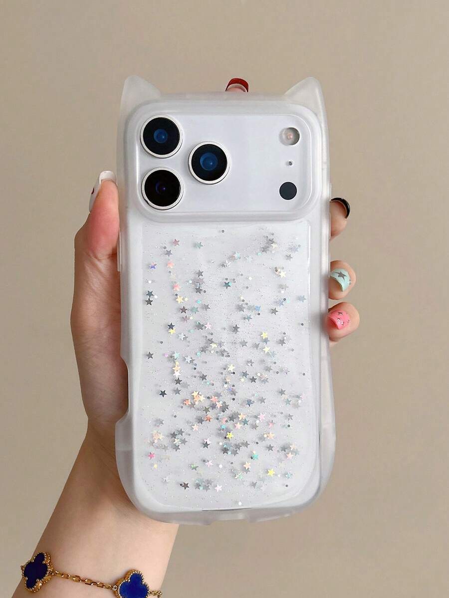 Minimalist Cute Cat Ear Transparent Phone Case Compatible With IPhone 17 Pro Max/17 Pro/17/16 Pro Max/16/16 Pro/16 Plus/15/15 Pro Max/15 Pro/15 Plus/11/12/13/14 Pro Max/11 Pro/11 Pro Max/12 Pro/12 Pro Max/13 Pro/13 Pro Max/14 Pro/14 Pro Max/14 Plus, Creative Soft Cover