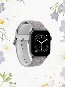 1 curea de schimb din silicon, moale, elastică și respirabilă, cu model floral, compatibilă cu 38mm 40mm 41mm 45mm 44mm 42mm 49mm, potrivită pentru seria Ultra, S10/SE/9/8/7/6/5/4/3/2/1