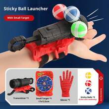 Spider Web Bracelet Sticky Ball Launcher Set! Includes Target Board & Gloves, Interactive Shooting Toy, Sticky Target Ball Launcher Battle Fun Game - Multicolor - View 5