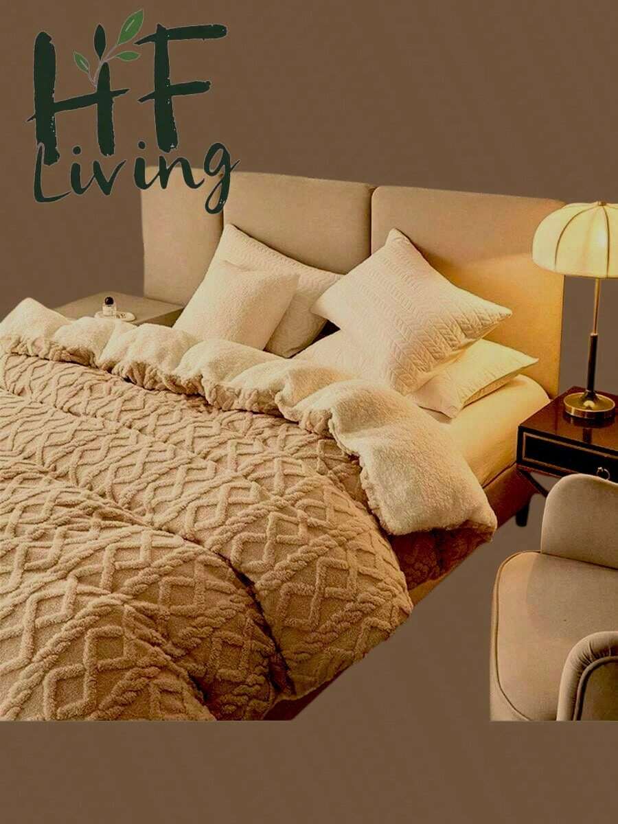 Edredón De Invierno king size Aborregado por atras,  Edredón de Cachemira, Otoño E Invierno Edredón De Felpa Gruesa Cálida Edredón Reversible C,2.0mt x2.20mt - Café integral - Ver 1