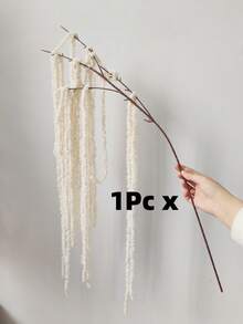 MEHELANY 3支/1支米色仿真花，白色仿真苋菜墙饰，蓬松白色仿真苋菜长茎悬挂装饰，适用于婚礼花墙、拱门、节日派对、庆典、酒店、家居、花园装饰、秋收节桌面花瓶装饰 - 乳白 - 查看 9