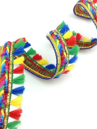 ริบบิ้นตกแต่งพู่ลูกไม้สีสันสดใส, อุปกรณ์เย็บเสื้อผ้า, รองเท้า, หมวก, กระเป๋า, ผ้าม่าน DIY งานฝีมือ