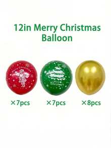22 piezas Conjunto de globos de látex festivos - Rojo, Verde, Dorado, con diseños de Papá Noel, Árbol de Navidad, Campanas, Copos de nieve, adecuado para decoraciones de fiesta navideña