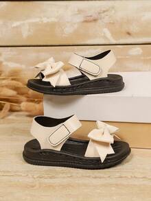 时尚休闲幼儿男女童罗马凉鞋，新款婴儿平底凉鞋，简约百搭舒适步行鞋 - 米色 - 查看 3