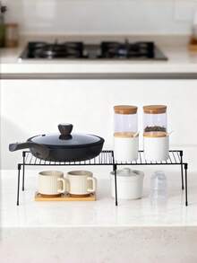 1pc Ultimate Expandable Metal Storage Rack - Space Saving, Super Durable, Adjustable Storage, Suitable For Kitchen, Pantry And Cabinets - Non-Slip Anti-Rust Spice Rack, Great For Home And Restaurant Use - Black - View 15