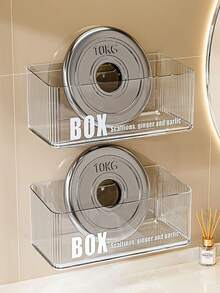 Wall-Mounted Bathroom Storage Organizer Box, Makeup Cosmetic Holder, Drill-Free, Transparent Organizer Rack - Multicolor - View 6