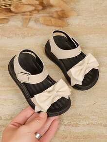 时尚休闲幼儿男女童罗马凉鞋，新款婴儿平底凉鞋，简约百搭舒适步行鞋 - 米色 - 查看 1