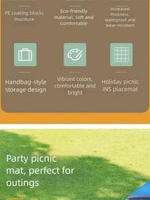 1片装户外野餐垫/防水防潮加厚垫/帐篷地垫/便携式收纳垫/露营徒步垫/草坪垫 - 彩色 - 查看 6