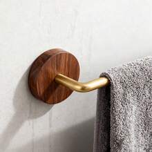 47厘米毛巾杆，胡桃木+黄铜金属材质，设计优雅，安装简便，适用于浴室、卫生间、阳台等场所。 - 銅色 - 查看 2