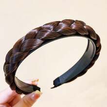 Headband 3 Strands Synthetic Hair Plaited Headband Braid Braided With Teeth Hair Band Band Beauty Accessory Stretch Braid Headbands Hairpiece For Women (Dark Brown-3 Strands),Darkbrown-3Strands - 深棕色-3股 - 查看 2