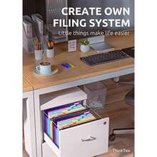 "ThinkTex- Carpetas Colgantes Expansibles de Plástico para Archivos, 7 Innovadores Bolsillos de Acordeón de 1.2", Gran Capacidad, Pestañas Multicolor, Tamaño Carta para Archivador - 1 Paquete(default) - Multicolor - Ver 7