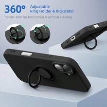 1pc Luxury Full Coverage Silicone Liquid Case, Built-In Anti-Scratch Flocking Lining, With Integrated Finger Ring Kickstand, Compatible With Samsung Z Flip 6/5/4/3 Waterproof Shockproof Anti-Fall - Purple - View 6