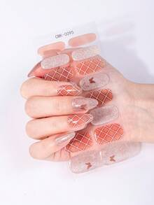 16片装凝胶美甲贴，适用于任何UV灯，持久美甲贴片，易于粘贴和卸除。