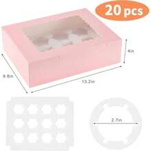 50 Cajas de Cartón para Dulces, Incluye 72 Stickers y 40M Cinta, Empaques Cajitas para Postres Galletas para Fiestas Bodas Cumpleaños(Rosa Grande-20pzs) - Multicolor - Ver 4