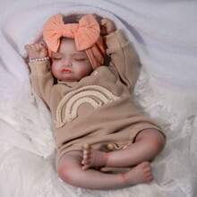 Reborn Baby Girl Dolls 18 Inch Cloth Body Lifelik Newborn Baby With Realistic Veins For Kids Age 3+ - Màu be - Xem 4