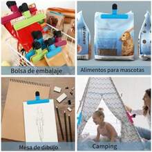 16 Pcs Clips para Bolsas de Alimentos, Pinzas para Cerrar Bolsas de Cocina Duradero, inclye 8 Clips para Comida grande de 15.5cm y 8 pequeña de 7,5cm, Broches Duradero para Cocina Multicolor(default) - Multicolor - Ver 7